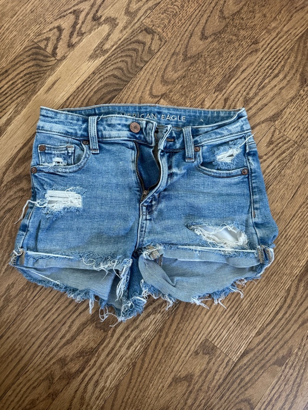 American Eagle Outfitters Light Blue Distressed Denim Cutoff Shorts